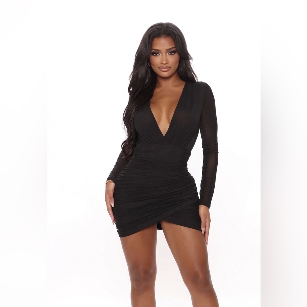 Fashion Nova Sheer Mini Dress - Black - Picture 2 of 7